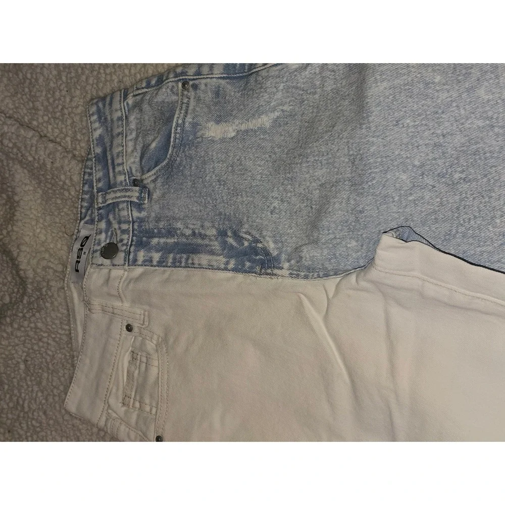 RSQ Two Tone Jeans Womens Size 25 White Blue Denim Straight Leg Casual - Picture 4 of 6